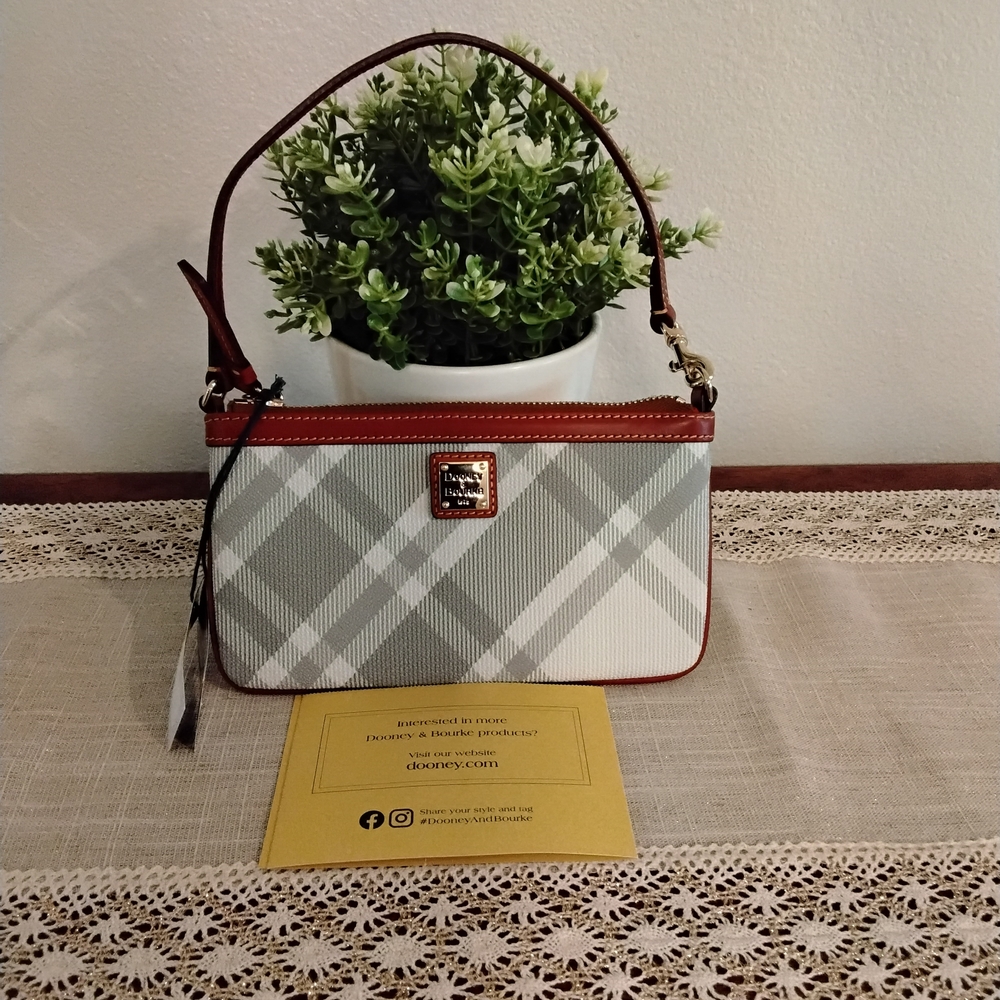 Dooney & Bourke Gray and Brown Plaid Women's Wristlet Bag